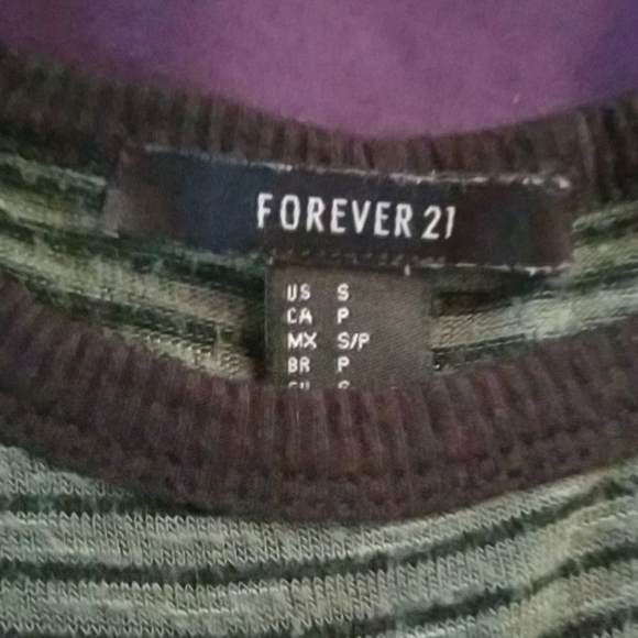 Green Striped Forever 21 Top - Picture 2 of 4